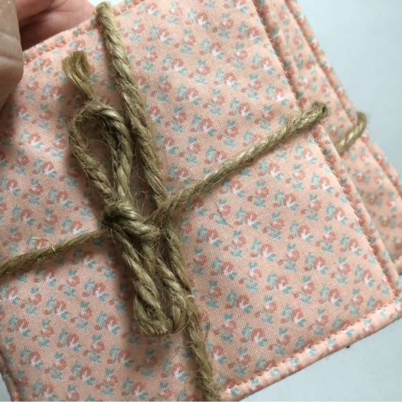 Handmade Pink Floral Coasters Set of Eight - Picture 8 of 8